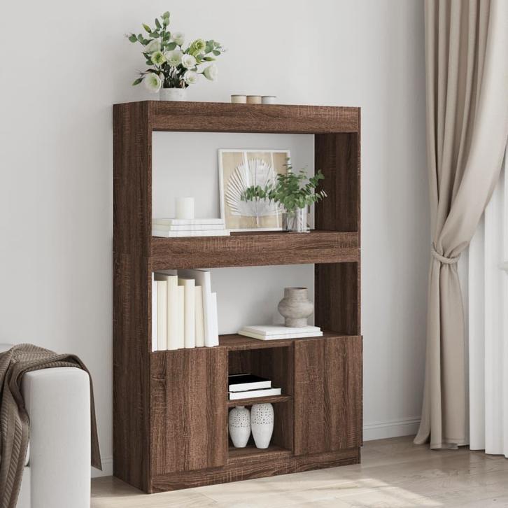 vidaXL Hoge kast 92x33x140 cm bewerkt hout bruin eikenkleur, Huis en Inrichting, Kasten | Boekenkasten, Nieuw, Verzenden