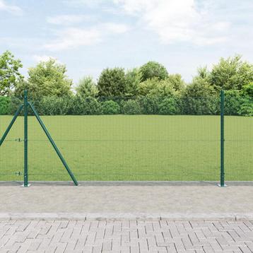 vidaXL Gelaste Draadafsluiting met 13 Flenspalen Groen, Verzenden
