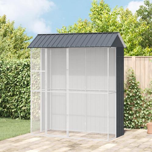 vidaXL Vogelkooi Antraciet 215 x 110 x 247 cm Gegalvaniseerd, Dieren en Toebehoren, Vogels | Toebehoren, Nieuw, Verzenden