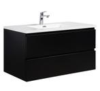 Badkamermeubel Set Angela 100cm Mat Zwart Badmeubel, Huis en Inrichting, Badkamer | Badkamermeubels, Verzenden, Nieuw