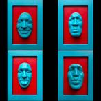 Gregos (1972) - Lot de 4 cadres-blue light moods on red, Antiek en Kunst