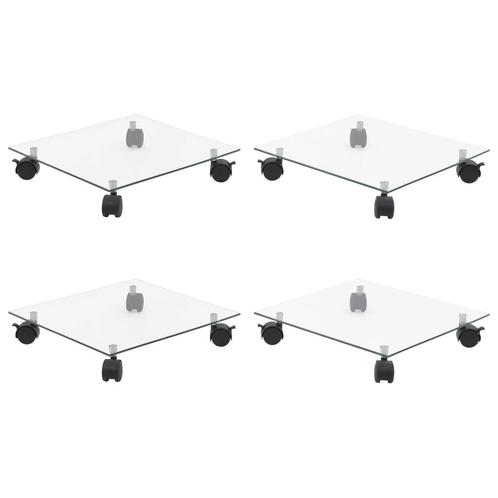 vidaXL Plantenrollers 4 st vierkant 35x35 cm gehard glas, Tuin en Terras, Bloembakken en Plantenbakken, Nieuw, Verzenden