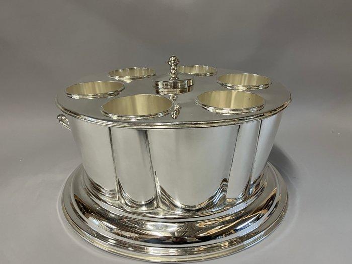 Wijnkoeler - Zilveren wijnkoeler voor 6 flessen - topstijl, Antiquités & Art, Antiquités | Meubles | Tables