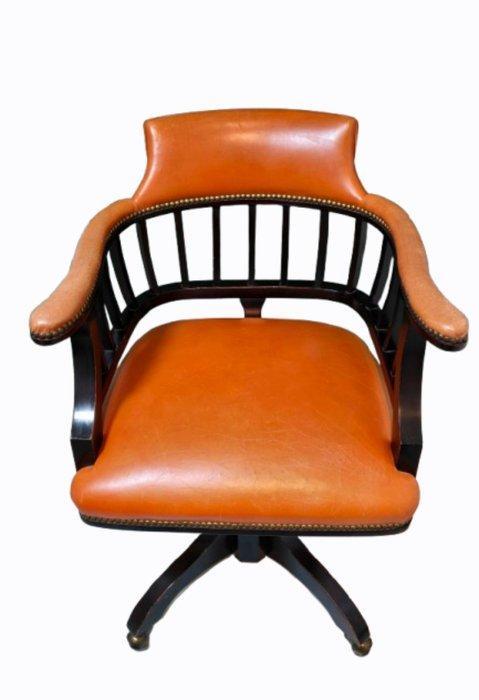 Bureaustoel - Leder, Hout, Metaal - Engelse bureaustoel, Antiek en Kunst, Antiek | Overige Antiek