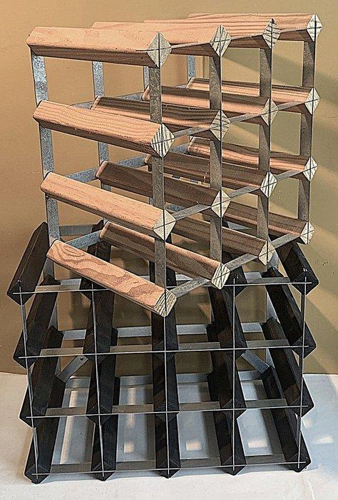 Wijnrek - hout en metaal - Twee kleine rekken, Antiek en Kunst, Curiosa en Brocante