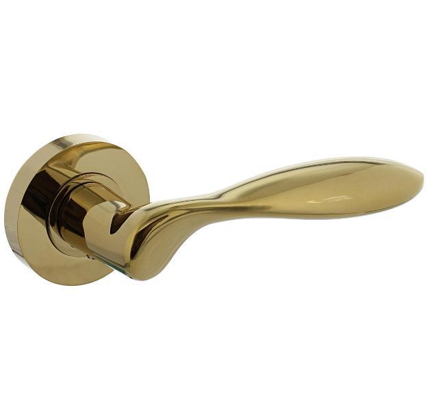 Intersteel deurklink George op rond rozet PVD messingkleur, Doe-het-zelf en Bouw, Hang- en Sluitwerk, Klink of Kruk, Nieuw, Overige materialen