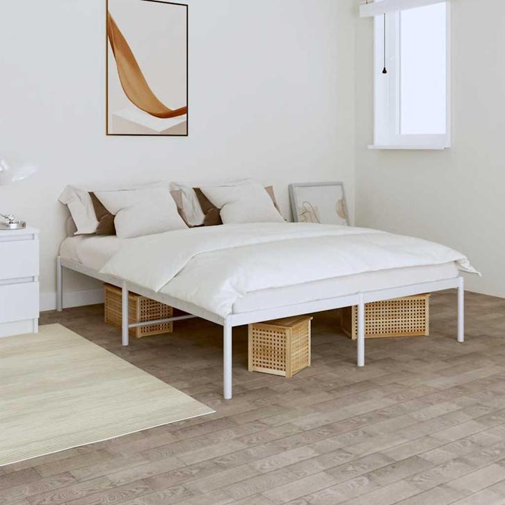 vidaXL Bedframe metaal wit 160x200 cm, Huis en Inrichting, Slaapkamer | Bedden, Nieuw, Verzenden