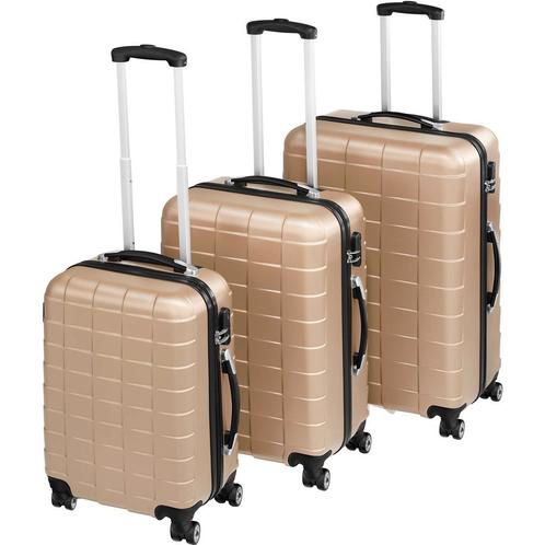 tectake Trolleyset 3-delig harde schaal - champagne, Handtassen en Accessoires, Uiterlijk | Cosmetica en Make-up, Verzenden