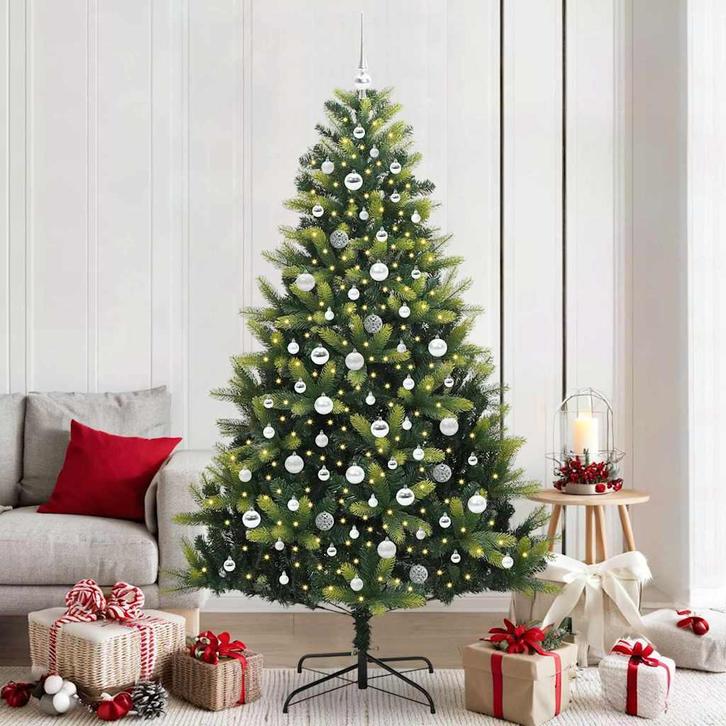 vidaXL Kunst Kerstboom met Scharnier en 300 LEDs Groen 210, Diversen, Kerst, Nieuw, Verzenden