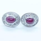 Oorbellen - 18 karaat Witgoud Robijn - Diamant, Handtassen en Accessoires, Oorbellen, Nieuw
