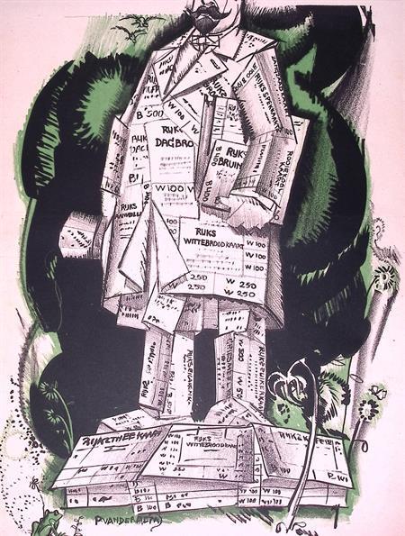 Posthuma gemaakt van voedselbonnen op spotprent (Lithos), Antiek en Kunst, Kunst | Litho's en Zeefdrukken, Verzenden