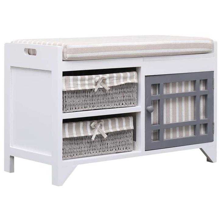 vidaXL Halbank 70x33,5x45 cm paulowniahout wit, Huis en Inrichting, Overige Huis en Inrichting, Nieuw, Verzenden