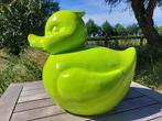 Beeld, large green bath duck or garden statue - 43 cm -
