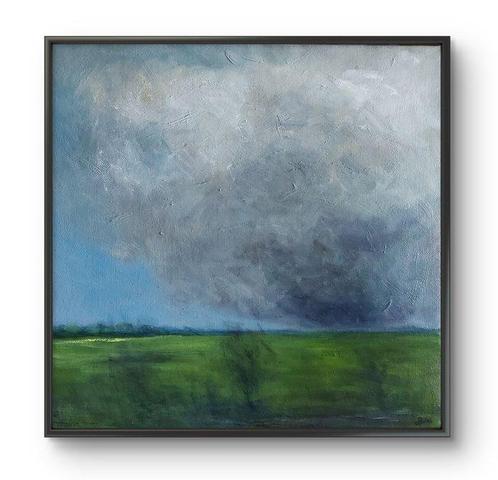 Cristina Paolini - TUTTO SCORRE (campi verdi), Antiek en Kunst, Kunst | Schilderijen | Modern