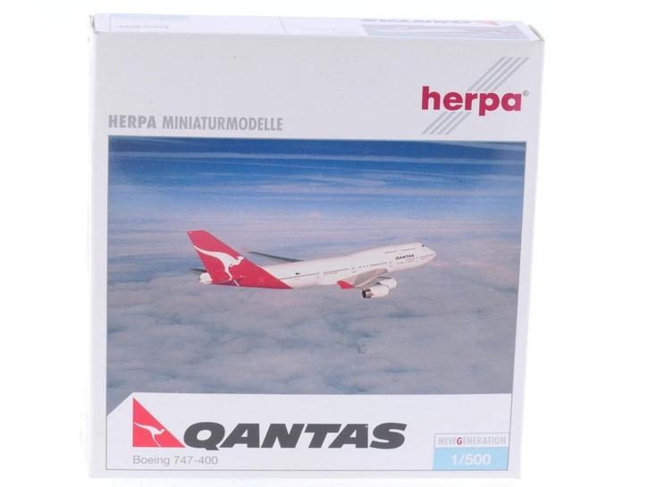 Schaal 1:500 Herpa 500609 Qantas Boeing 747-400 Reg. VH-O..., Hobby en Vrije tijd, Modelbouw | Vliegtuigen en Helikopters, Zo goed als nieuw