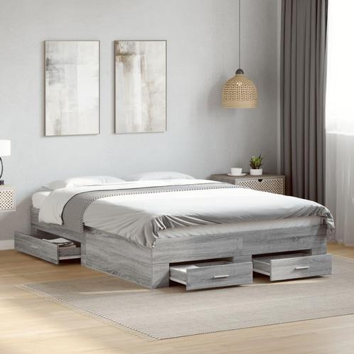 vidaXL Bedframe met lades bewerkt hout grijs sonoma eiken, Huis en Inrichting, Slaapkamer | Bedden, Nieuw, Verzenden