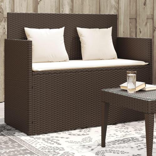 vidaXL Tuinbank met kussens poly rattan bruin, Tuin en Terras, Tuinsets en Loungesets, Nieuw, Verzenden