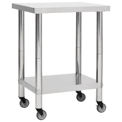 vidaXL Keukenwerktafel met wielen 80x45x85 cm roestvrij, Zakelijke goederen, Horeca | Overige, Verzenden