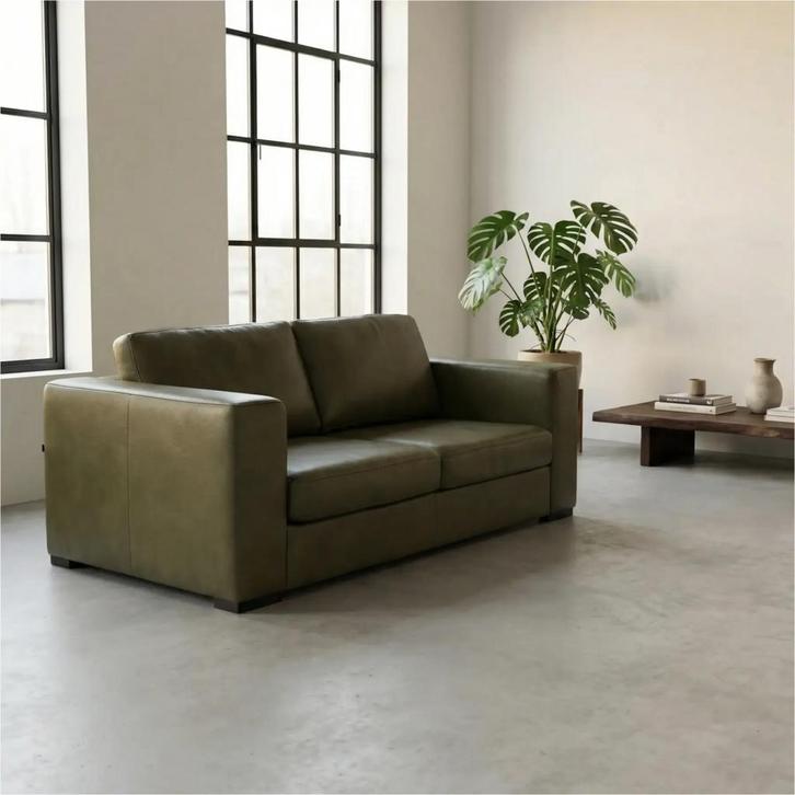 Leren bank Flow - 2 zits, Huis en Inrichting, Zetels | Zetels, 150 tot 200 cm, 75 tot 100 cm, Nieuw, Leer, Ophalen of Verzenden