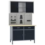 vidaXL Werkbank met drie wandpanelen en een kast, Doe-het-zelf en Bouw, Werkbanken, Verzenden, Nieuw