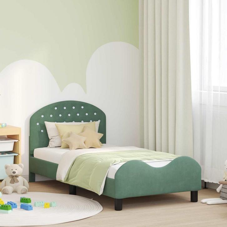 vidaXL Kinderen bedframe met hoofdboard Zeegroen 80 x 160 cm, Huis en Inrichting, Slaapkamer | Bedden, Nieuw, Verzenden