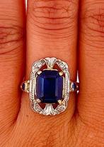 Zonder Minimumprijs - Ring - 9 kt. Geel goud, Zilver Saffier, Nieuw
