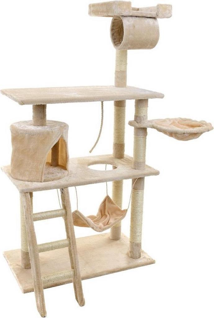 Krabpaal & speelhuis - katten - beige - 140 cm hoog - met..., Dieren en Toebehoren, Krabmeubelen, Nieuw, Ophalen of Verzenden