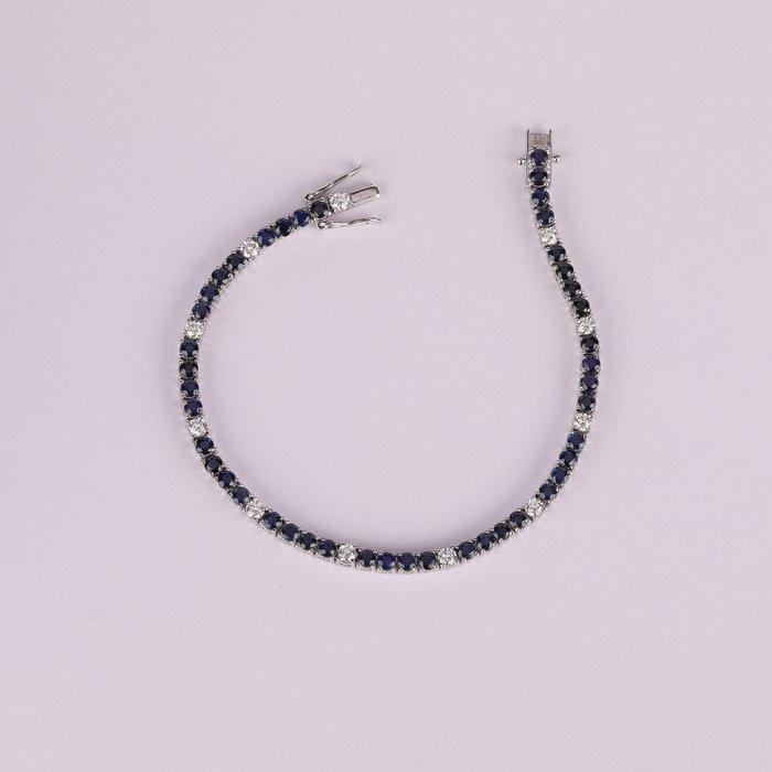 Armband - 18 karaat Witgoud - 12.83ct. tw. Saffier - Diamant, Bijoux, Sacs & Beauté, Bracelets
