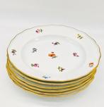 Meissen - Assiette à dîner (6) - Streublümchen, Goldrand -, Antiek en Kunst