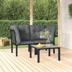 vidaXL 3-delige Loungeset met kussens poly rattan zwart en, Verzenden, Nieuw, Loungeset