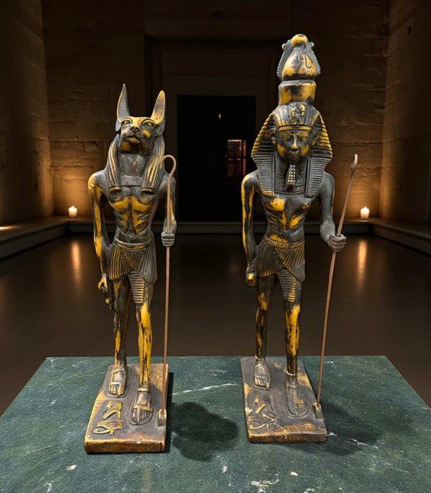Coppia - Beeld, Anubi, Horus - 46 cm - Hars, Antiek en Kunst, Curiosa en Brocante