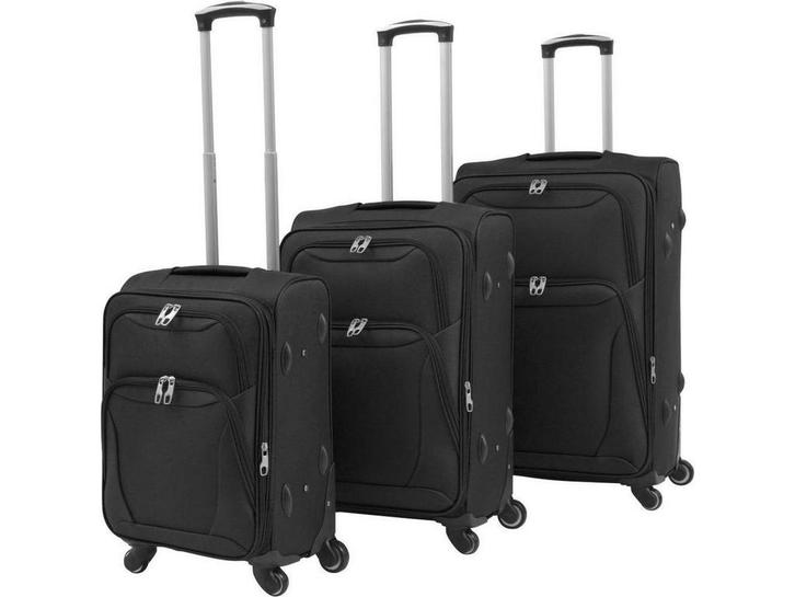 vidaXL - Trolleyset - zwart - 3-delig, Handtassen en Accessoires, Koffers, Zo goed als nieuw, Verzenden