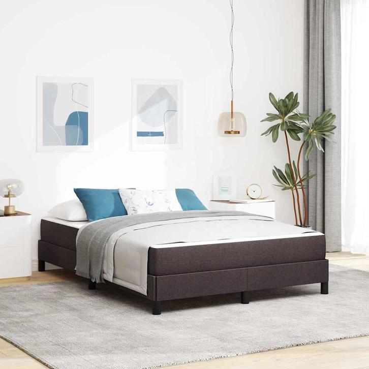 vidaXL Boxspring bed met matras Donkerbruin 160 x 200 cm, Huis en Inrichting, Slaapkamer | Bedden, Nieuw, Verzenden