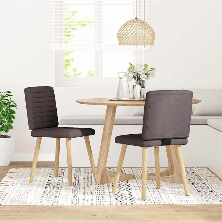 vidaXL Eetkamerstoelen 2 st stof donkerbruin, Huis en Inrichting, Stoelen, Nieuw, Verzenden