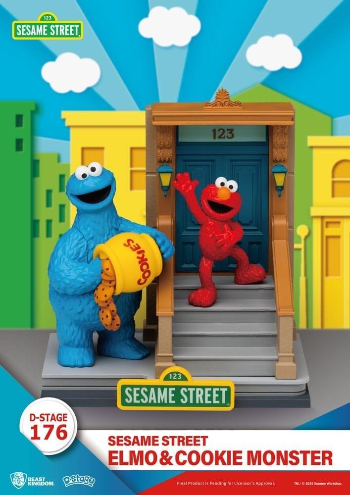 Sesame Street D-Stage PVC Statue Elmo & Cookie Monster 11 cm, Verzamelen, Film en Tv, Ophalen of Verzenden
