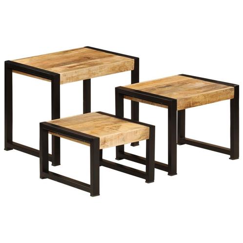 vidaXL Tables gigognes 3 pcs Bois solide de manguier, Maison & Meubles, Tables | Tables de salon, Neuf, Envoi