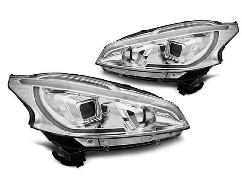 Peugeot 208 4-12 tot 6-15 LEDtube koplamp unit Chrome, Auto-onderdelen, Verlichting, Nieuw, Peugeot, Verzenden