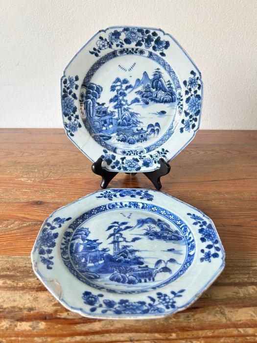 Bord (2) - Porselein - 8 hoekige borden, Antiek en Kunst, Antiek | Overige Antiek