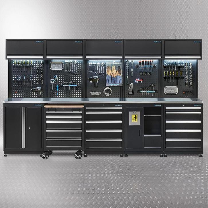 Datona Werkplaatsinrichting PREMIUM met RVS werkblad 340 cm, Doe-het-zelf en Bouw, Werkbanken, Ophalen of Verzenden