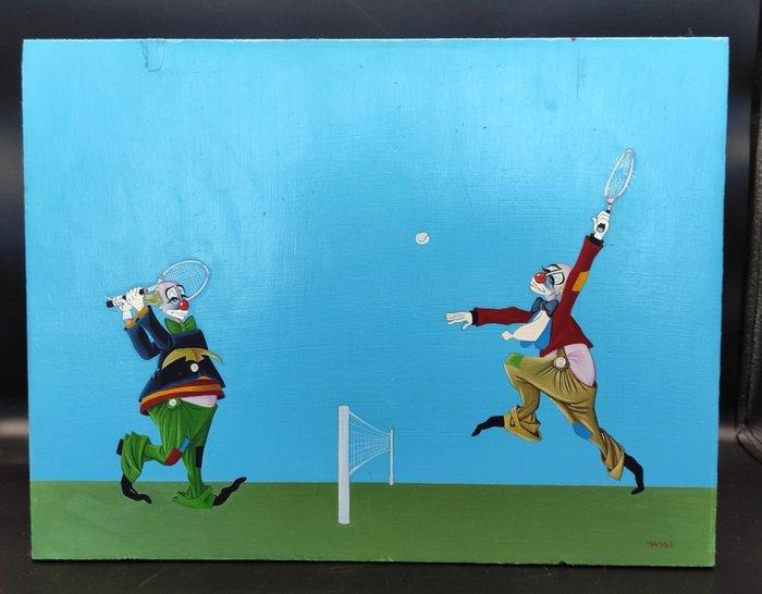 Maurizio Massi (1938) - Clown, Antiek en Kunst, Kunst | Schilderijen | Modern