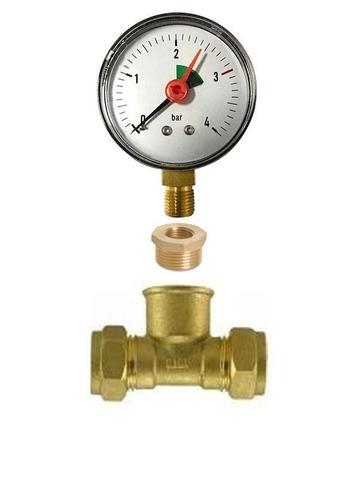 CV drukmeter met t-stuk 22 x 1/2 x 22 beschikbaar voor biedingen