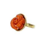 Bague - 18 carats Or jaune Corail