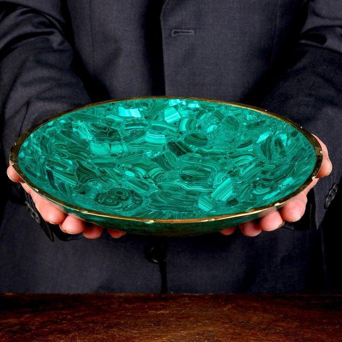 Beste kwaliteit malachiet uit Congo - kostbare schaal met, Verzamelen, Mineralen en Fossielen