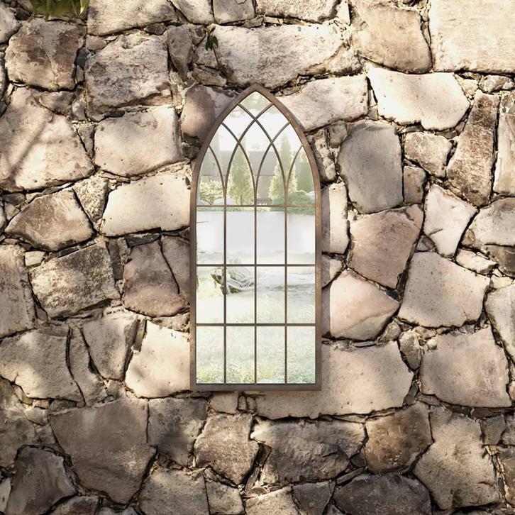 vidaXL Tuinspiegel 70x30 cm ijzer zandkleurig, Huis en Inrichting, Woonaccessoires | Spiegels, Nieuw, Verzenden