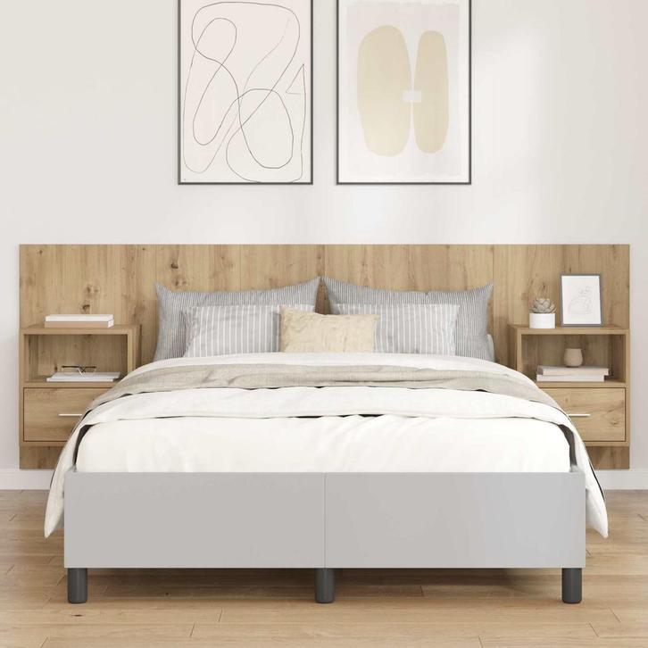 vidaXL Hoofdeinde Met Kast met lade 3 pcs Artisan Eiken, Huis en Inrichting, Slaapkamer | Bedden, Nieuw, Verzenden