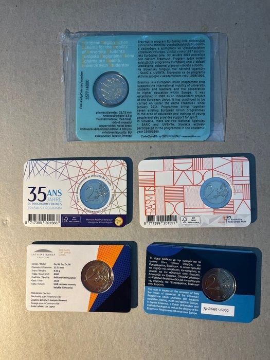 Europa. 2 Euro 2022 Erasmus (5 coincards ) (Zonder, Timbres & Monnaies, Monnaies | Europe | Monnaies euro