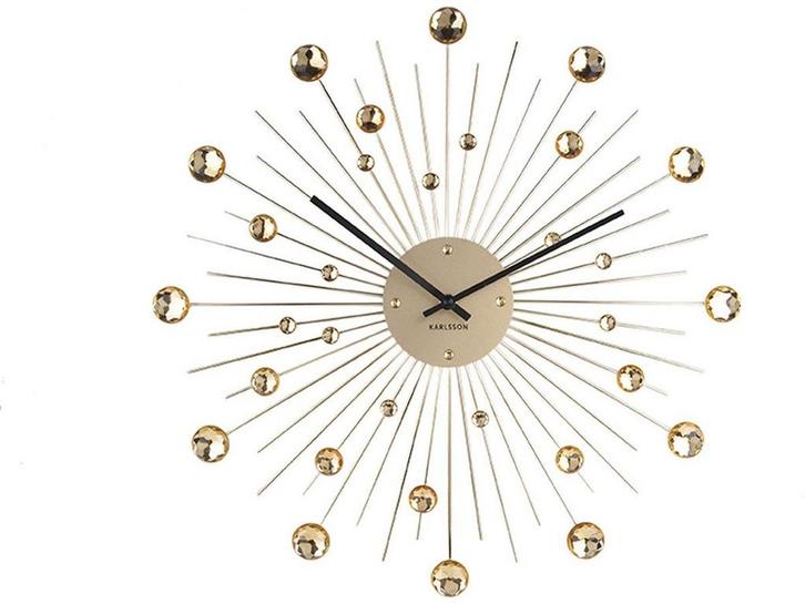 Karlsson Sunburst - Wandklok - Kristal - Goud - Ø50cm, Huis en Inrichting, Woonaccessoires | Overige, Zo goed als nieuw, Verzenden