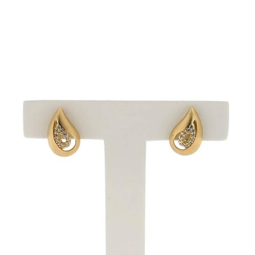 Gouden oorstekers met zirconia (oorbellen, geelgoud, 585), Bijoux, Sacs & Beauté, Boucles d'oreilles, Enlèvement ou Envoi