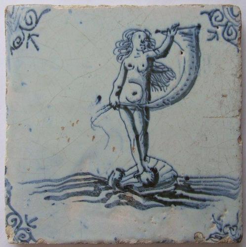 Carreau - Vrouwe Fortuna - rare - 1650-1700, Antiek en Kunst, Antiek | Glaswerk en Kristal