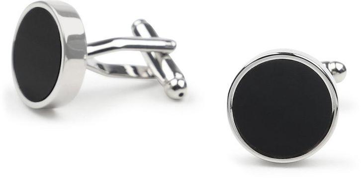 Manchetknoop Studs Rond Zilver Zwart maat  Heren, Handtassen en Accessoires, Manchetknopen, Nieuw, Verzenden